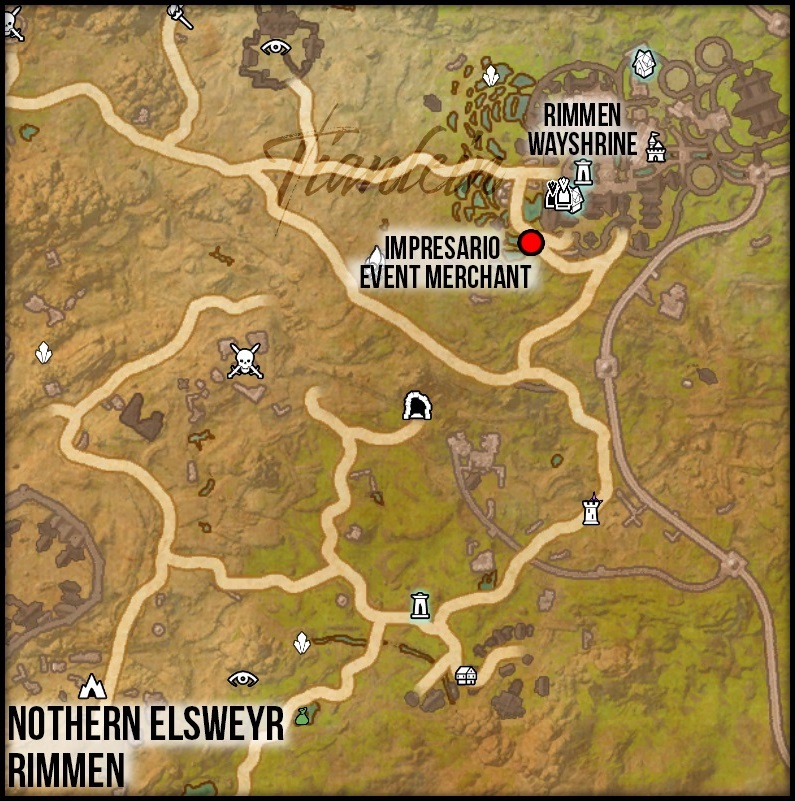 ESO Impresario Merchant Event - Map - Northern Elsweyr