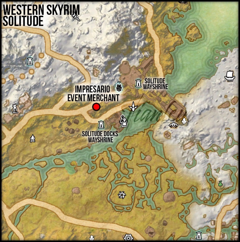 ESO Impresario Merchant Event - Map - Western Skyrim